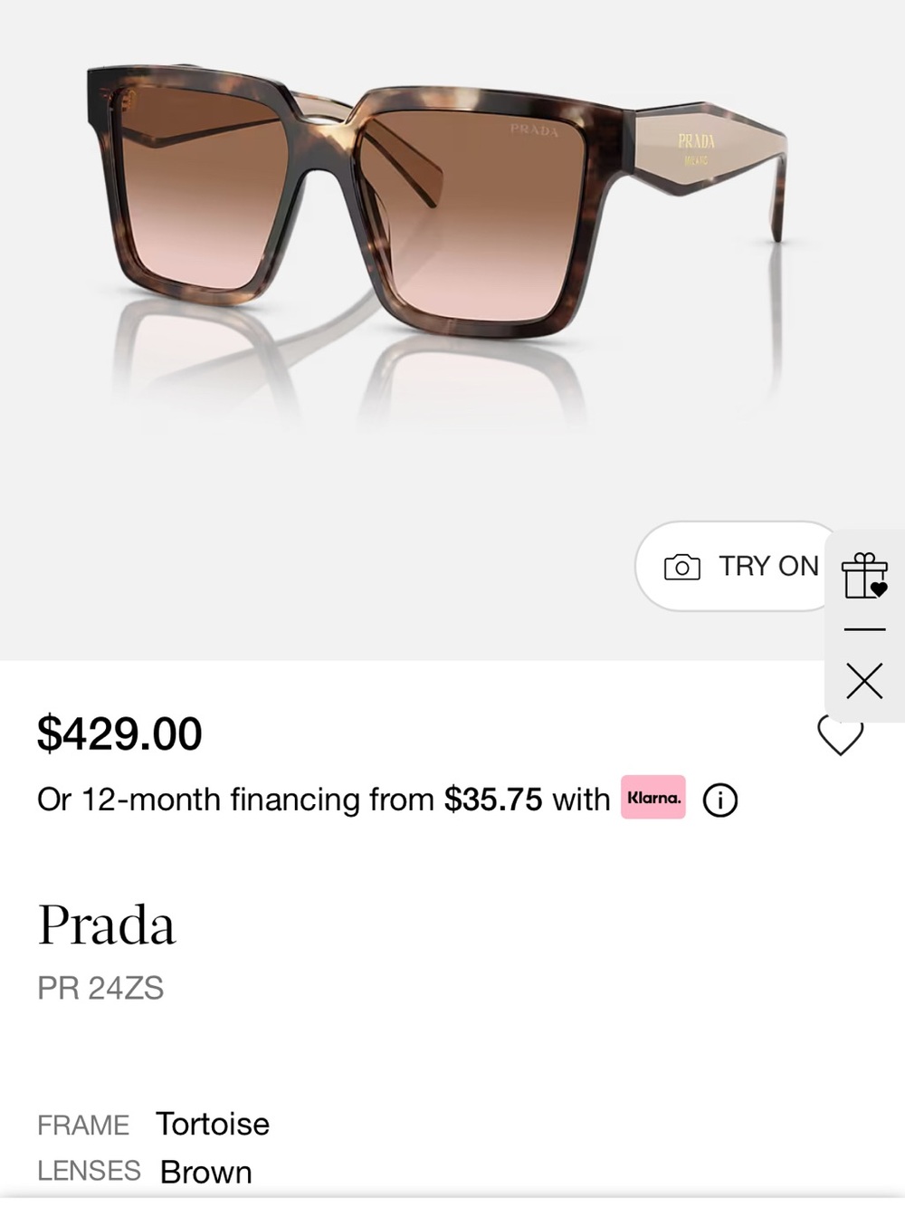 Prada Tortoiseshell Sunglasses with Brown Gradient Lenses